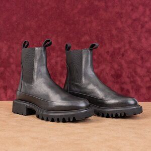 AllSaints Wmn Harlee Black Leather Platform Festival Chelsea Boots 7.5US EUR37.5